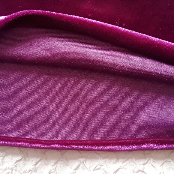 Velvet purple mock neck short sleeve top - Picture 2 of 3